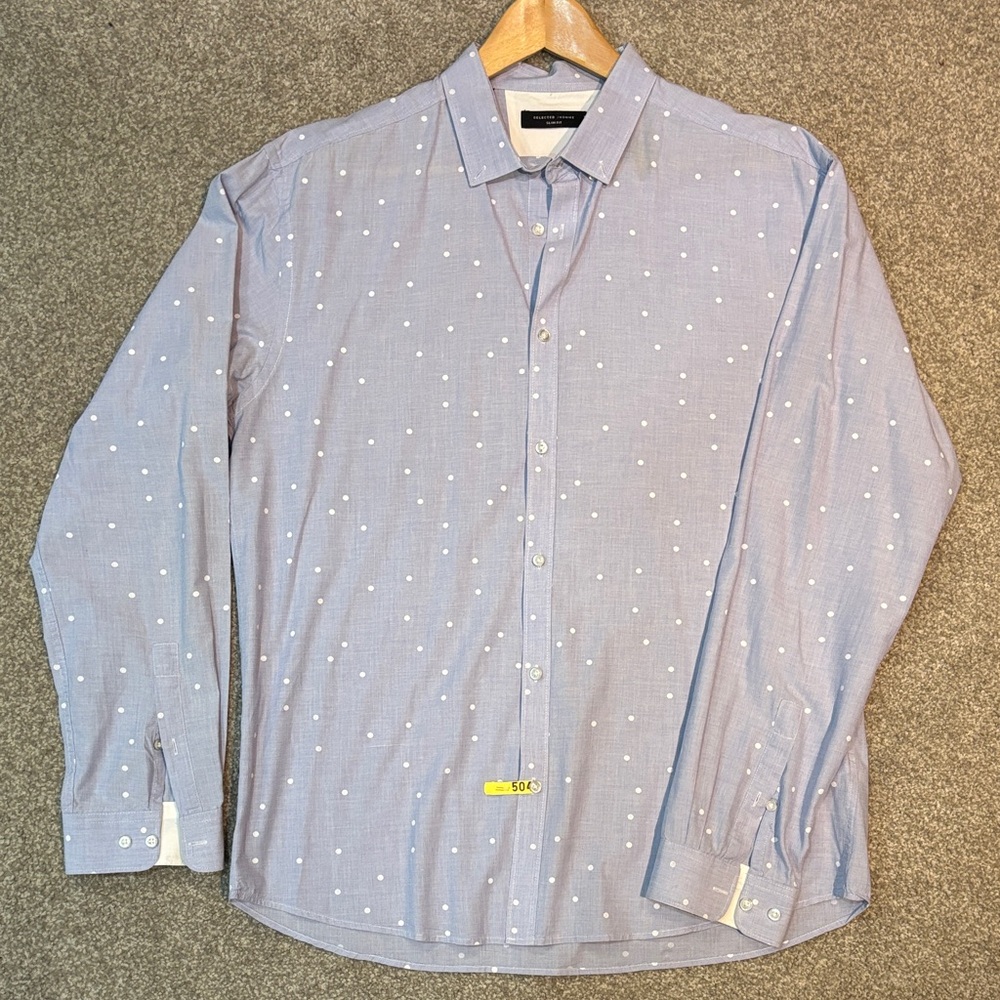 Stylish Blue Polka Dot Men's Shirt